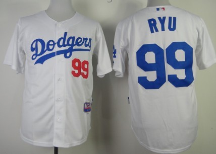 Los Angeles Dodgers #99 Hyun-Jin Ryu White Jersey