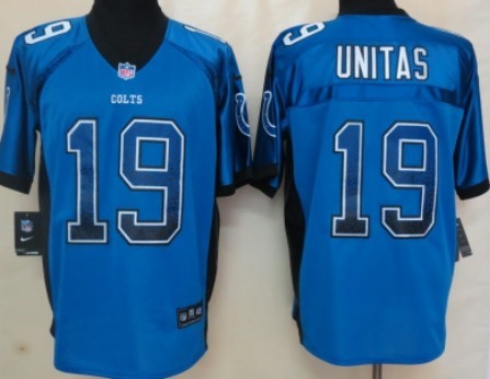 Nike Indianapolis Colts #19 Johnny Unitas 2013 Drift Fashion Blue Elite Jersey