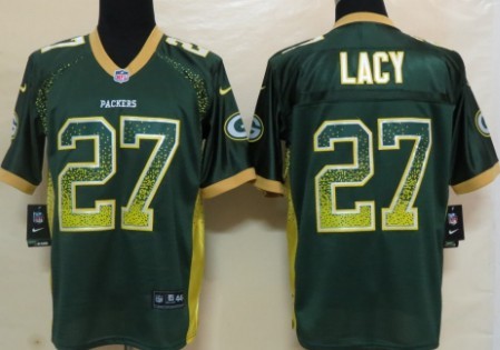 Nike Green Bay Packers #27 Eddie Lacy 2013 Drift Fashion Green Elite Jersey