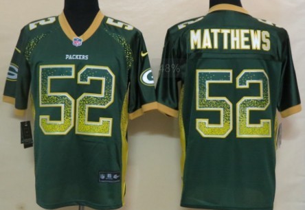 Nike Green Bay Packers #52 Clay Matthews 2013 Drift Fashion Green Elite Jersey