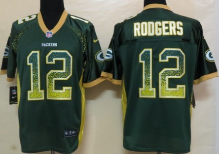 Nike Green Bay Packers #12 Aaron Rodgers 2013 Drift Fashion Green Elite Jersey