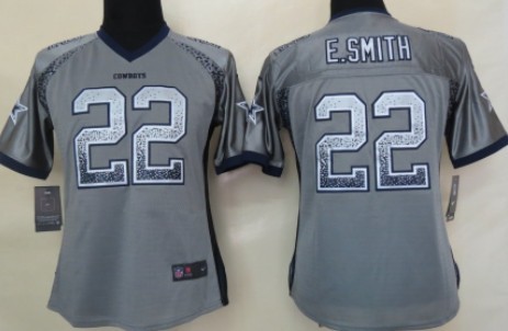 Nike Dallas Cowboys #22 Emmitt Smith 2013 Drift Fashion Gray Womens Jersey