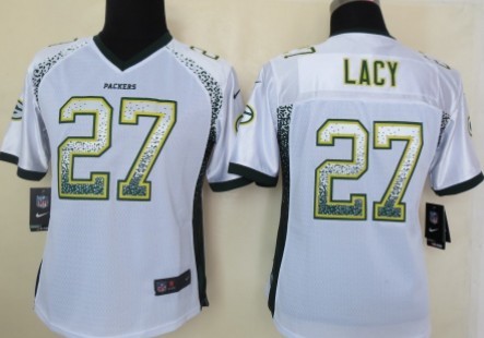 Nike Green Bay Packers #27 Eddie Lacy 2013 Drift Fashion White Womens Jersey