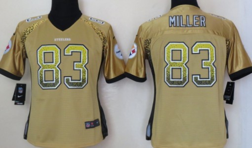 Nike Pittsburgh Steelers #83 Heath Miller 2013 Drift Fashion Yellow Womens Jersey