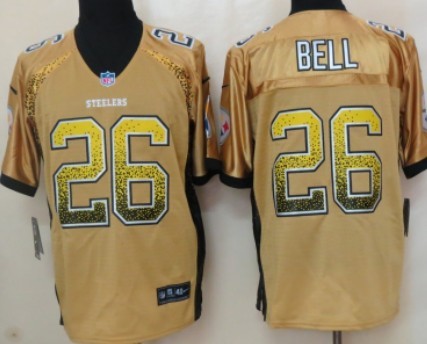 Nike Pittsburgh Steelers #26 LeVeon Bell 2013 Drift Fashion Yellow Elite Jersey
