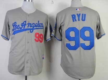 Los Angeles Dodgers #99 Hyun-Jin Ryu Gray Jersey