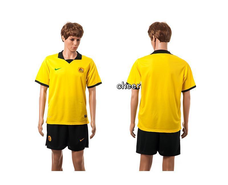 2014-15 Australia home Blank Yellow Soccer jersey uniform