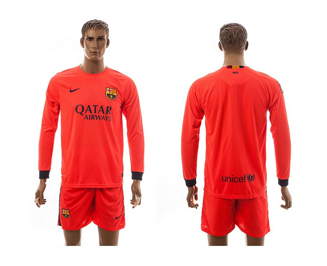 2014-15 Barcelona Soccer Jerseys Away orange Long Sleeves
