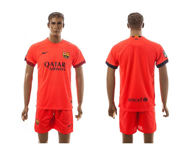 2014-15 Barcelona Soccer Jerseys Away orange Short Sleeves
