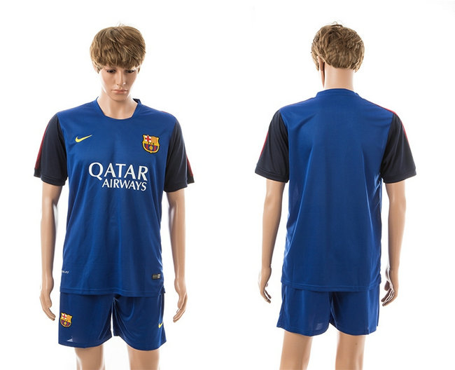 2014-15 Barcelona Soccer Uniform short Sleeves Blue Training Jerseys
