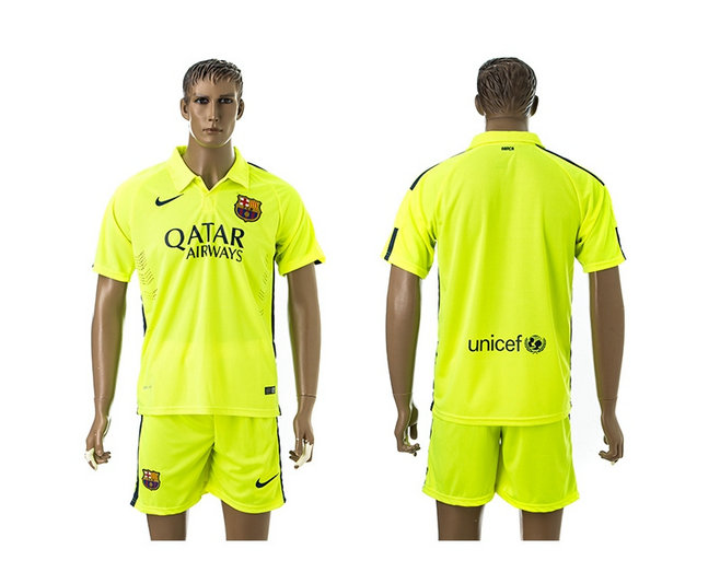 2014-15 Brazil World Cup Barcelona Soccer Jerseys UCL Away Green Short Sleeves