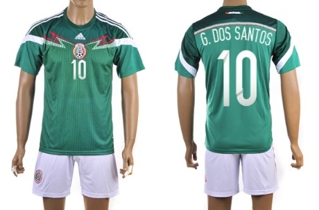 2014 World Cup Mexico #10 G.Dos Santos Home Soccer Shirt Kit