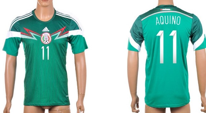 2014 World Cup Mexico #11 Aquino Home Soccer AAA+ T-Shirt