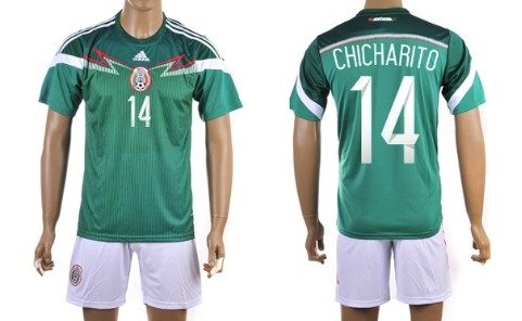 2014 World Cup Mexico #14 Chicharito Home Soccer Shirt Kit