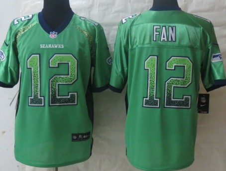 Nike Seattle Seahawks #12 Fan 2013 Drift Fashion Green Elite Jersey