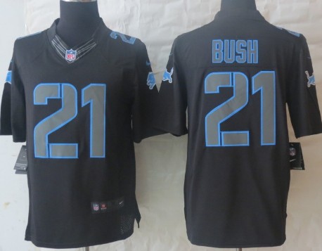 Nike Detroit Lions #21 Reggie Bush Black Impact Limited Jersey