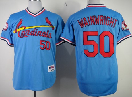 St. Louis Cardinals #50 Adam Wainwright Light Blue Pullover Jersey