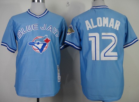 Toronto Blue Jays #12 Roberto Alomar Light Blue Throwback Jersey
