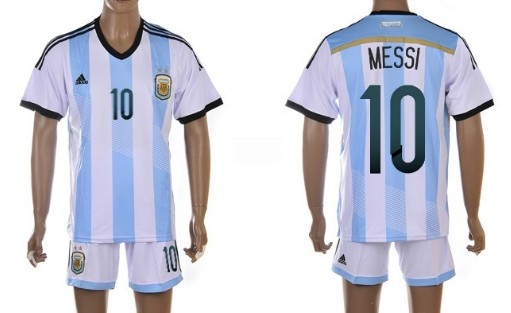 2014 World Cup Argentina #10 Messi Home Soccer Shirt Kit