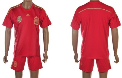 2014 World Cup Spain Blank (or Custom) Home Soccer Shirt Kit