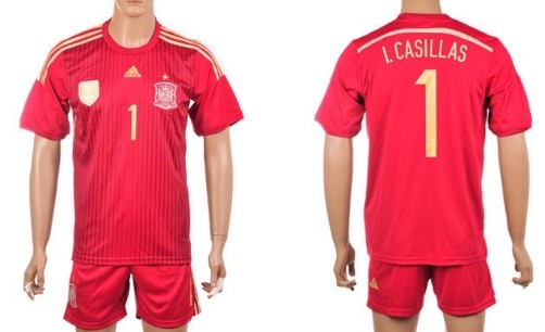 2014 World Cup Spain #1 I.Casillas Home Soccer Shirt Kit