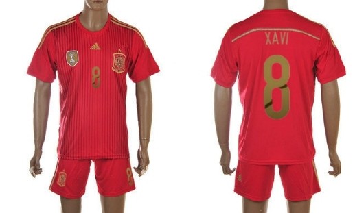 2014 World Cup Spain #8 Xavi Home Soccer Shirt Kit