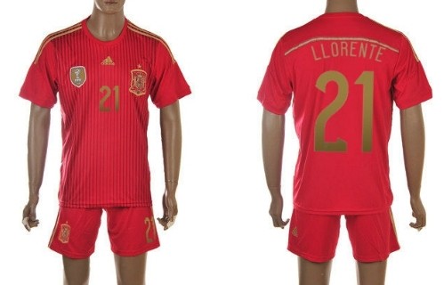 2014 World Cup Spain #21 Llorente Home Soccer Shirt Kit