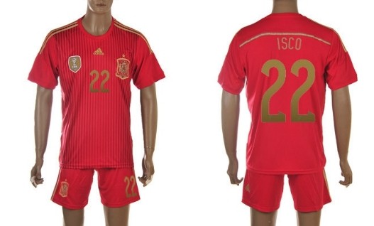 2014 World Cup Spain #22 Isco Home Soccer Shirt Kit
