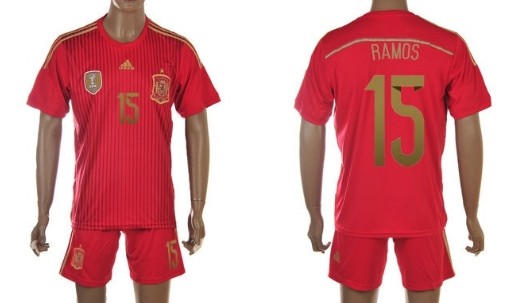 2014 World Cup Spain #15 Ramos Home Soccer Shirt Kit