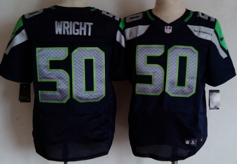 Nike Seattle Seahawks #50 K.J. Wright Navy Blue Elite Jersey