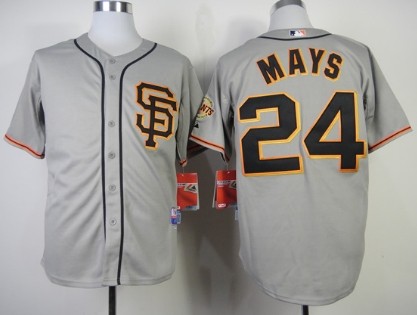 San Francisco Giants #24 Willie Mays Gray SF Edition Jersey