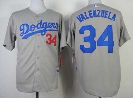 Los Angeles Dodgers #34 Fernando Valenzuela 2014 Gray Jersey