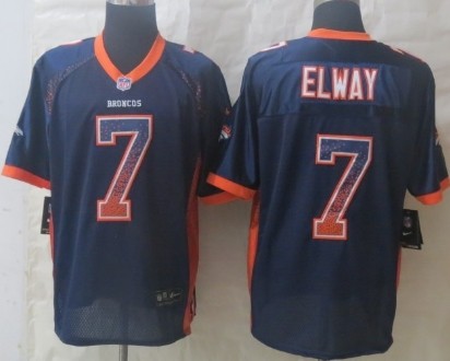 Nike Denver Broncos #7 John Elway 2013 Drift Fashion Blue Elite Jersey