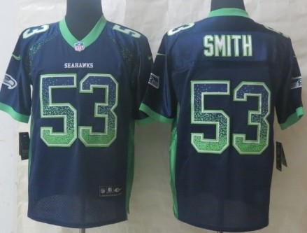 Nike Seattle Seahawks #53 Malcolm Smith 2013 Drift Fashion Blue Elite Jersey