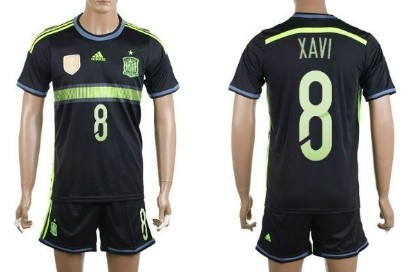 2014 World Cup Spain #8 Xavi Away Soccer Shirt Kit