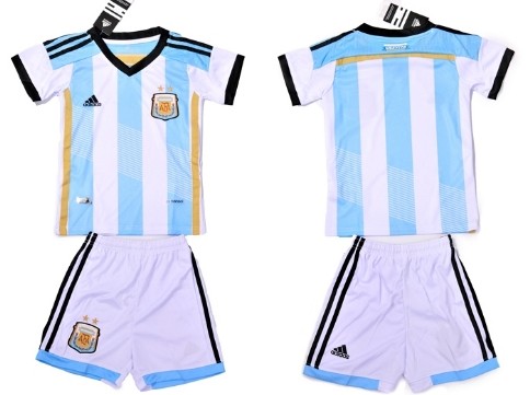2014 World Cup Argentina Blank (or Custom) Home Soccer Shirt Kit_Kids