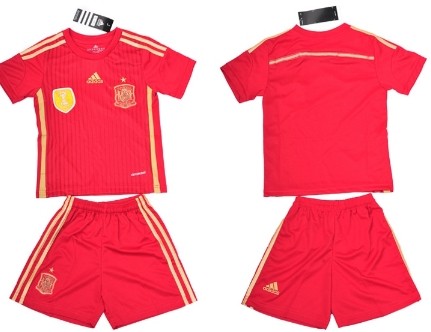 2014 World Cup Spain Blank (or Custom) Home Soccer Shirt Kit_Kids