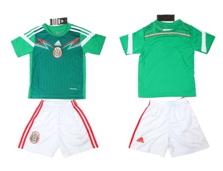 2014 World Cup Mexico Blank (or Custom) Home Soccer Shirt Kit_Kids
