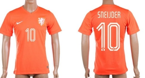 2014 World Cup Holland #10 Sneijder Home Soccer AAA+ T-Shirt
