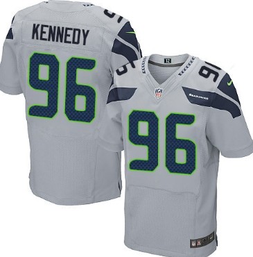 Nike Seattle Seahawks #96 Cortez Kennedy Gray Elite Jersey