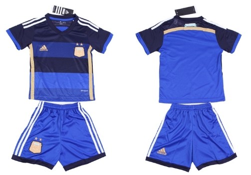 2014 World Cup Argentina Blank (or Custom) Away Soccer Shirt Kit_Kids