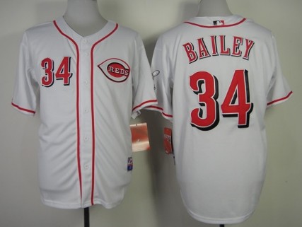 Cincinnati Reds #34 Homer Bailey White Jersey