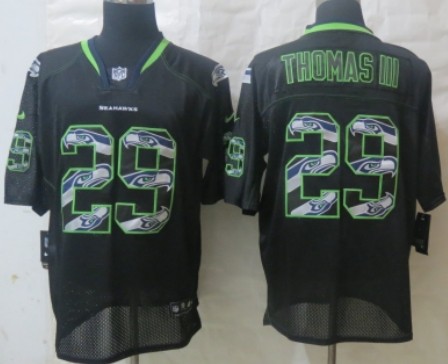 Nike Seattle Seahawks #29 Earl Thomas III Lights Out Black Ornamented Elite Jersey