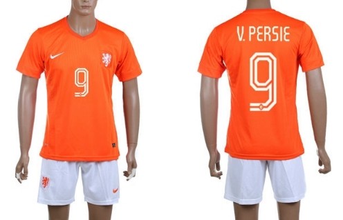 2014 World Cup Holland #9 v.Persie Home Soccer Shirt Kit