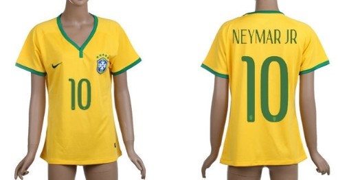 2014 World Cup Brazil #10 Neymar Jr Home Soccer AAA+ T-Shirt_Womens