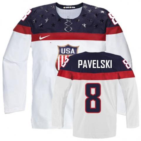 2014 Olympics USA #8 Joe Pavelski White Jersey