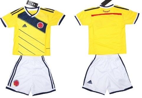 2014 World Cup Columbia Blank (or Custom) Home Soccer Shirt Kit_Kids