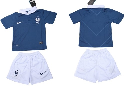 2014 World Cup France Blank (or Custom) Home Soccer Shirt Kit_Kids