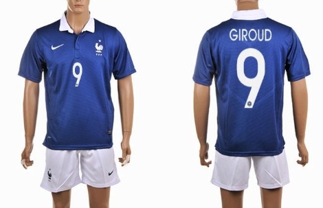 2014 World Cup France #9 Giroud Home Soccer Shirt Kit