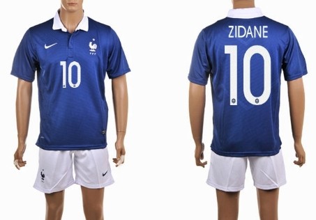 2014 World Cup France #10 Zidane Home Soccer Shirt Kit